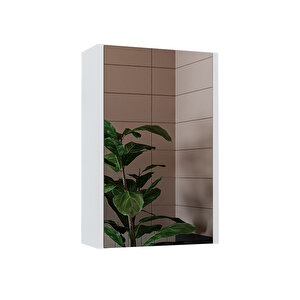 Banos Banyo Roomart Kulpsuz Tek Kapaklı Mat Beyaz 40 Cm Mini Aynalı Banyo Üst Dolabı