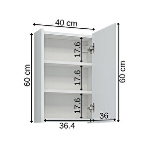 Banos Banyo Roomart Kulpsuz Tek Kapaklı Mat Beyaz 40 Cm Mini Aynalı Banyo Üst Dolabı