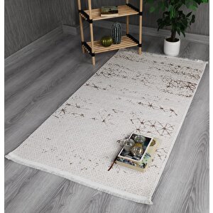 modern Dekoratif Star Seri Krem Kahverengi Dokuma Halı 80x120 cm