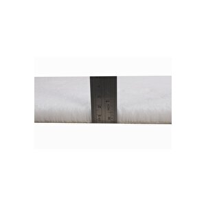 Modern Dekoratif Halı Jel Kaymaz Taban  Peluş  Puffy Yuvarlak Post   Beyaz Halı 80x80 cm