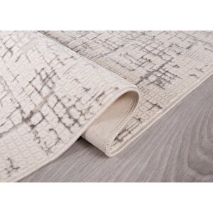 Modern Dekoratif Star Seri Krem Gri Dokuma Halı 100x150 cm