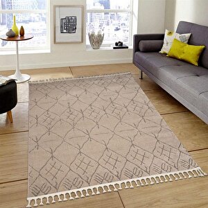 Modern Dekoratif Vizon Bej İskandinav Halı 160x350 cm