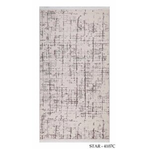 Modern Dekoratif Star Seri Krem Gri Dokuma Halı 80x200 cm