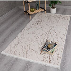 modern Dekoratif Star Seri Krem Kahverengi Dokuma Halı 200x350 cm
