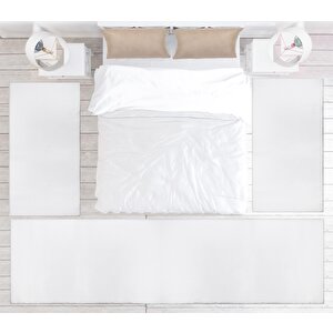 Modern Dekoratif Halı Jel Kaymaz Taban Beyaz Yatak Odası Seti