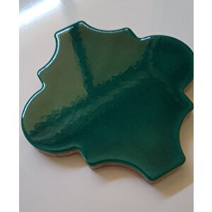 12x12 Ottoman Düz Arabesk Yeşil Çini