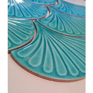 Armada Çini 17x17 Cm Turkuaz İstiridye Balık Pulu Seramik