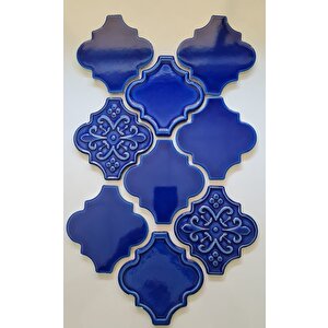 Armada Çini 12x12 Ottoman Çiçekli Arabesk Kobalt Çini