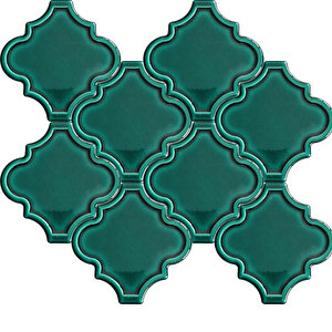 12x12 Ottoman Rölyefli Arabesk Yeşil Çini