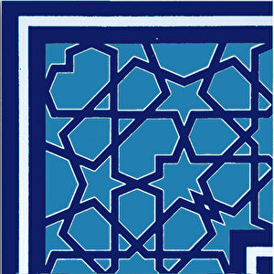 10 X 10 Cm Ksk 72 Mavi Türkmen Yıldızı Çini Bordür Köşe