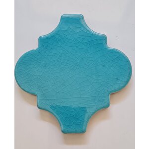 12x12 Ottoman Düz Arabesk Turkuaz Çini