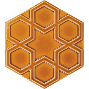 15 X 17 Cm Rölyefli Yıldız Karamel Altıgen Seramik