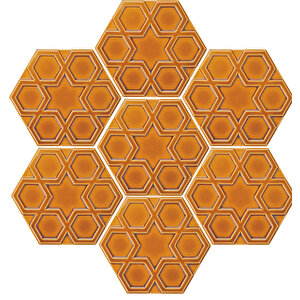 15 X 17 Cm Rölyefli Yıldız Karamel Altıgen Seramik