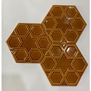 15 X 17 Cm Rölyefli Yıldız Karamel Altıgen Seramik