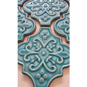 Armada Çini 12x12 Ottoman Çiçekli Arabesk Turkuaz Çini