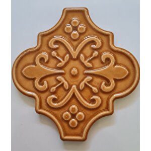 12x12 Ottoman Çiçekli Arabesk Karamel Çini