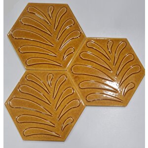 15 X 17 Cm Yaprak Karamel Altıgen Seramik