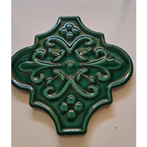 Armada Çini 12x12 Ottoman Çiçekli Arabesk Yeşil Çini