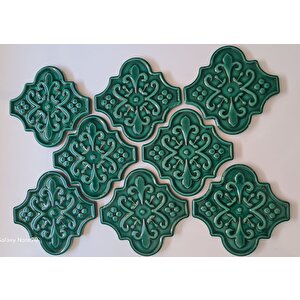 Armada Çini 12x12 Ottoman Çiçekli Arabesk Yeşil Çini