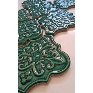 Armada Çini 12x12 Ottoman Çiçekli Arabesk Yeşil Çini