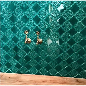 Armada Çini 12x12 Ottoman Çiçekli Arabesk Yeşil Çini