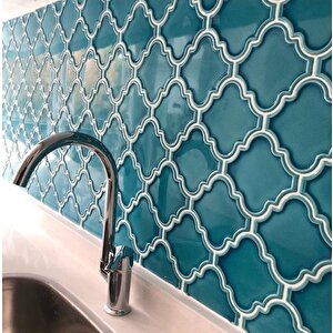 Armada Çini 12x12 Ottoman Rölyefli Arabesk Turkuaz Çini