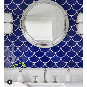 17x17 Cm Kobalt Balık Pulu Seramik