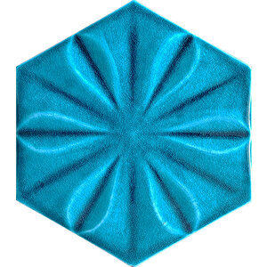 15 X 17 Cm Çiçekli Turkuaz Altıgen Seramik