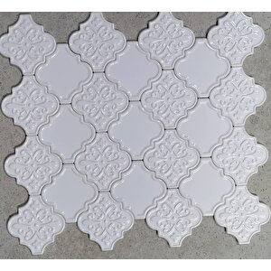 Armada Çini 12x12 Ottoman Çiçekli Arabesk Beyaz Çini
