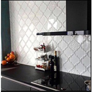 Armada Çini 12x12 Ottoman Çiçekli Arabesk Beyaz Çini