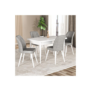 Hestia Serisi Mdf Mutfak-salon Masa Sandalye Takımı (4 Sandalyeli) Beyaz Renk Gri