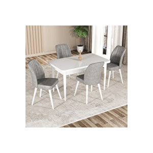 Hestia Serisi Mdf Mutfak-salon Masa Sandalye Takımı (4 Sandalyeli) Beyaz Renk Gri