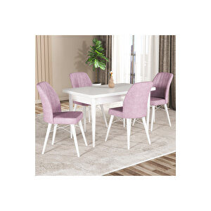 Gadagrup Hestia Serisi Mdf Mutfak-salon Masa Sandalye Takımı (4 Sandalyeli) Beyaz Renk