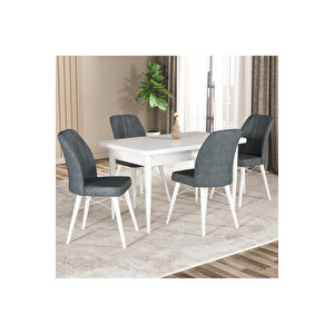 Hestia Serisi Mdf Mutfak-salon Masa Sandalye Takımı (4 Sandalyeli) Beyaz Renk Antrasit