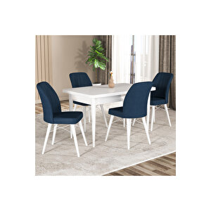 Hestia Serisi Mdf Mutfak-salon Masa Sandalye Takımı (4 Sandalyeli) Beyaz Renk Lacivert