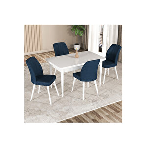 Hestia Serisi Mdf Mutfak-salon Masa Sandalye Takımı (4 Sandalyeli) Beyaz Renk Lacivert