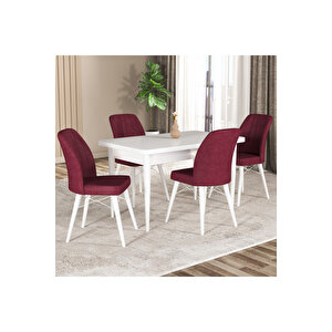 Hestia Serisi Mdf Mutfak-salon Masa Sandalye Takımı (4 Sandalyeli) Beyaz Renk Bordo