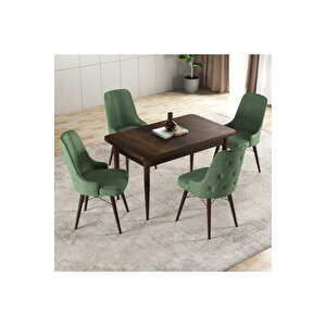 Hera Serisi Mdf Mutfak-salon Masa Sandalye Takımı (4 Sandalyeli) Ahşap Renk Yeşil