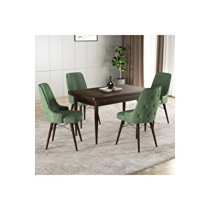 Hera Serisi Mdf Mutfak-salon Masa Sandalye Takımı (4 Sandalyeli) Ahşap Renk Yeşil