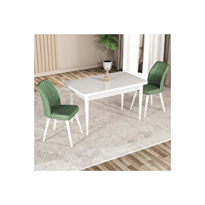 Hestia Serisi Mdf Mutfak-salon Masa Sandalye Takımı (2 Sandalyeli) Beyaz Renk Yeşil