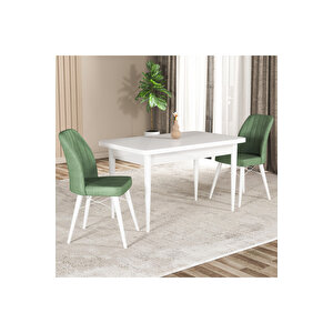 Hestia Serisi Mdf Mutfak-salon Masa Sandalye Takımı (2 Sandalyeli) Beyaz Renk Yeşil