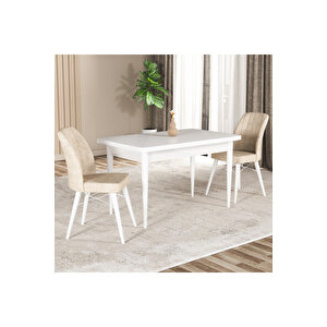 Hestia Serisi Mdf Mutfak-salon Masa Sandalye Takımı (2 Sandalyeli) Beyaz Renk Krem