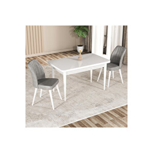 Hestia Serisi Mdf Mutfak-salon Masa Sandalye Takımı (2 Sandalyeli) Beyaz Renk Gri