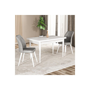 Hestia Serisi Mdf Mutfak-salon Masa Sandalye Takımı (2 Sandalyeli) Beyaz Renk Gri