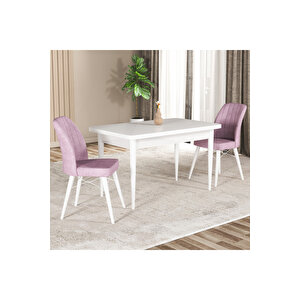 Hestia Serisi Mdf Mutfak-salon Masa Sandalye Takımı (2 Sandalyeli) Beyaz Renk Pembe