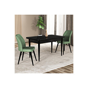 Hestia Serisi Mdf Mutfak-salon Masa Sandalye Takımı (2 Sandalyeli) Siyah Mermer Renk Yeşil