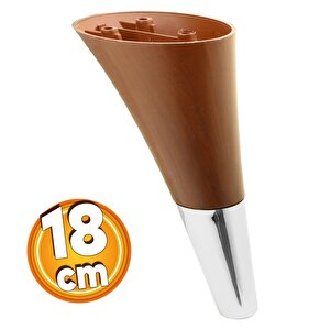 Clara Mobilya Kanepe Tv Ünitesi Konsol Koltuk Ayağı Ahşap Desenli Ceviz Krom 18 Cm (4 Adet)