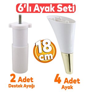 Clara 6'lı Set Mobilya Koltuk Kanepe Konsol Yatak Tv Ünite Destek Ayağı 18 Cm Ayakları Krem