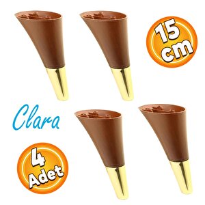 Clara Mobilya Kanepe Sehpa Tv Ünitesi Baza Koltuk Ayağı Kahverengi Ceviz Gold Renk 15 Cm (4 Adet)