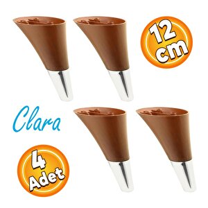 Clara Mobilya Kanepe Sehpa Tv Ünitesi Baza Koltuk Ayağı Kahverengi Krom Renk 12 Cm (4 Adet)